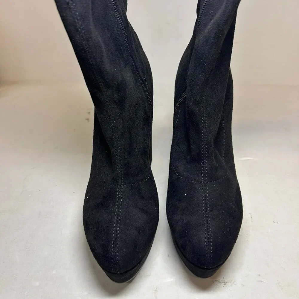 GUESS Womens 6 M Black Cristy High Heel Over The Knee Platform Boots DISPLAY QW5